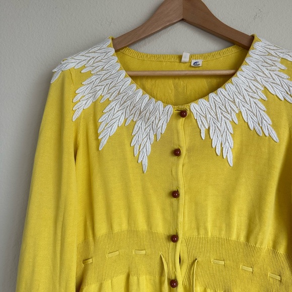 Anthropologie Moth Twee Cotton Lace Knit Cardigan - Picture 6 of 12